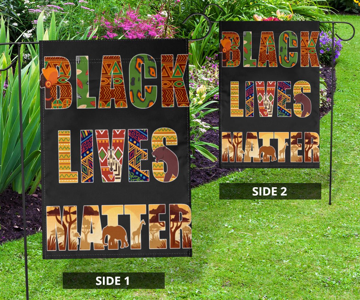 Black Lives Matter Flag Traditional African Patterns Letters Flag Outdoor Decor