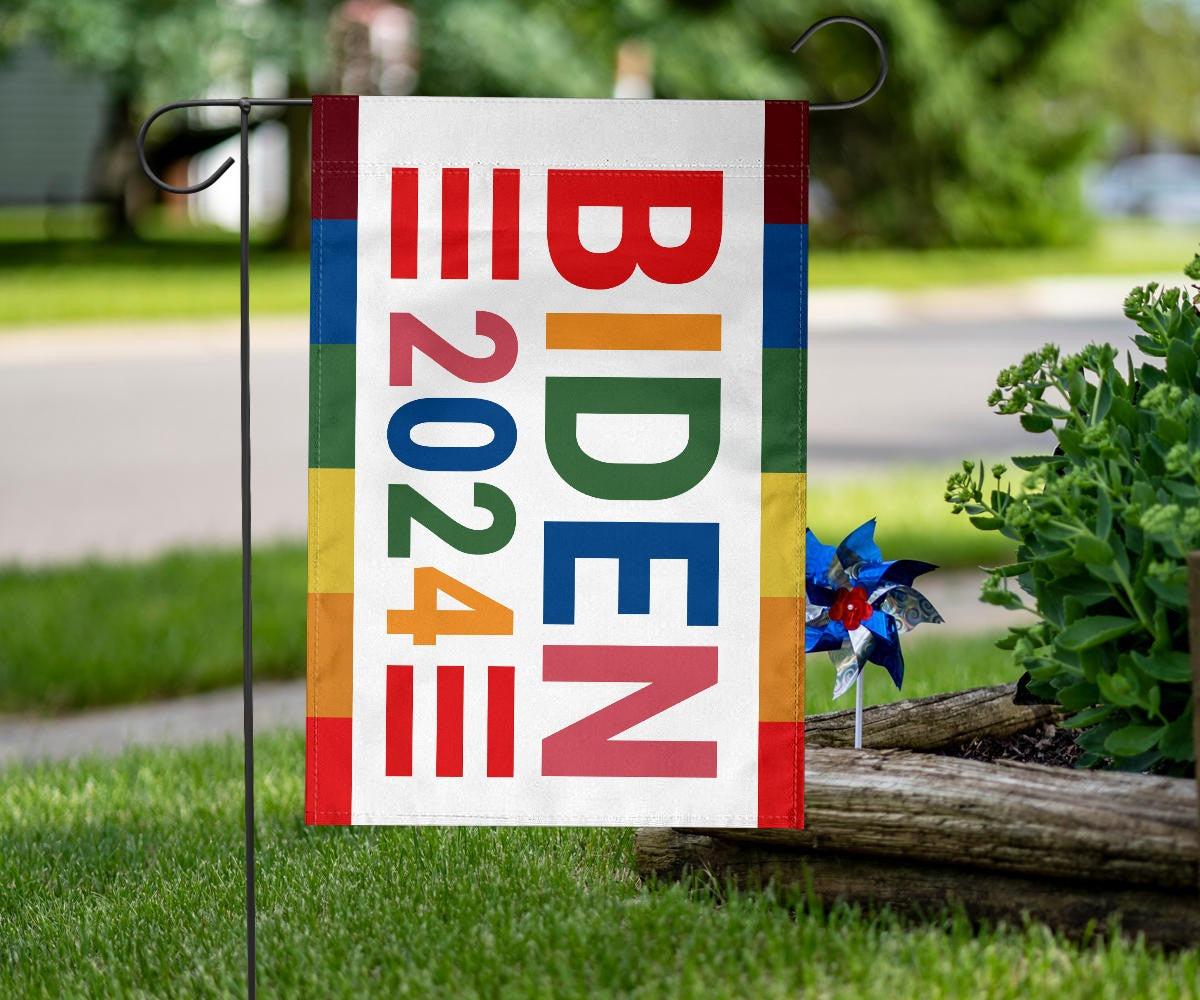 Biden 2024 Flag LGBTQ Hope Love Peace Biden Harris Campaign Merch 2024 Presidential Election