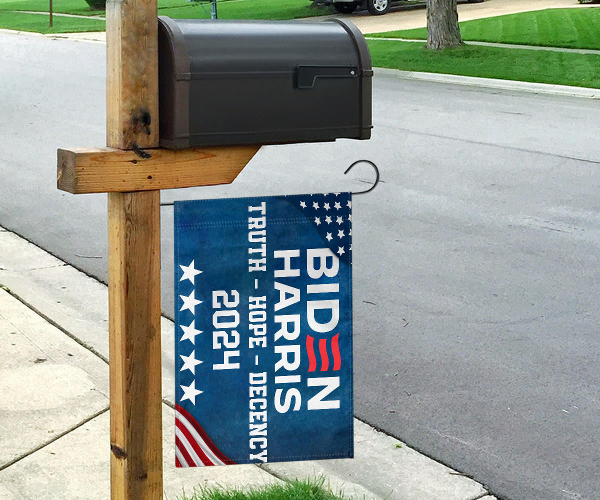 Biden Harris 2024 Truth Hope Decency Flag Joe Biden Presidential Election Yard Flag Decor