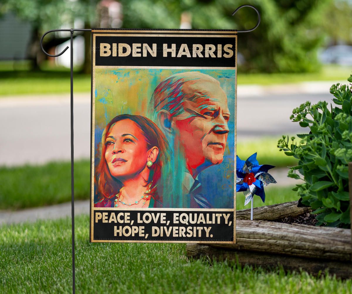 Biden Harris Flag Peace Love Equality Hope Diversity Biden Merch Outdoor Decor