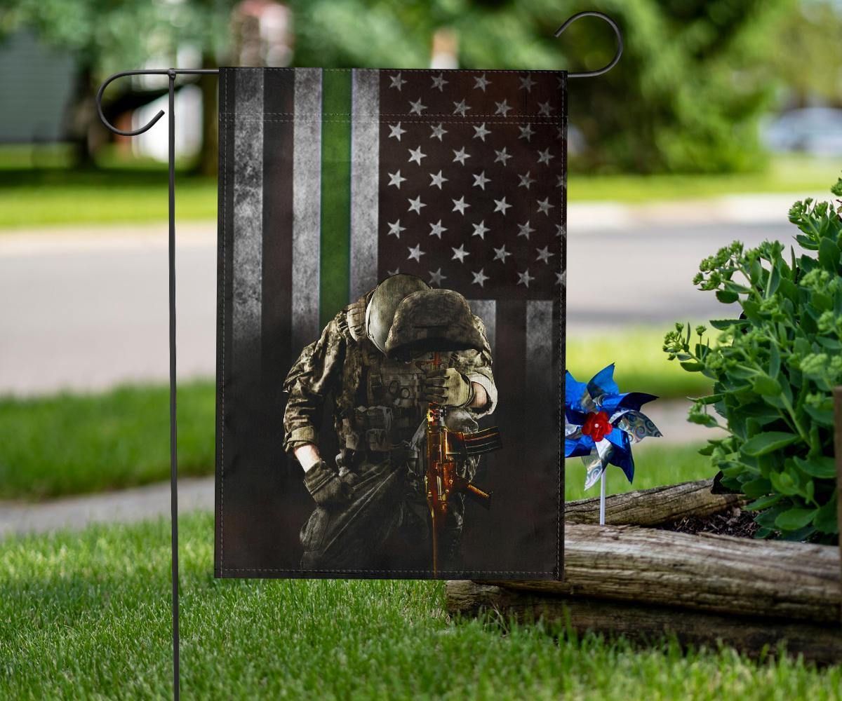 Thin Green Line Flag Honoring Military Patriotic Outdoor Decor Gift For Veteran