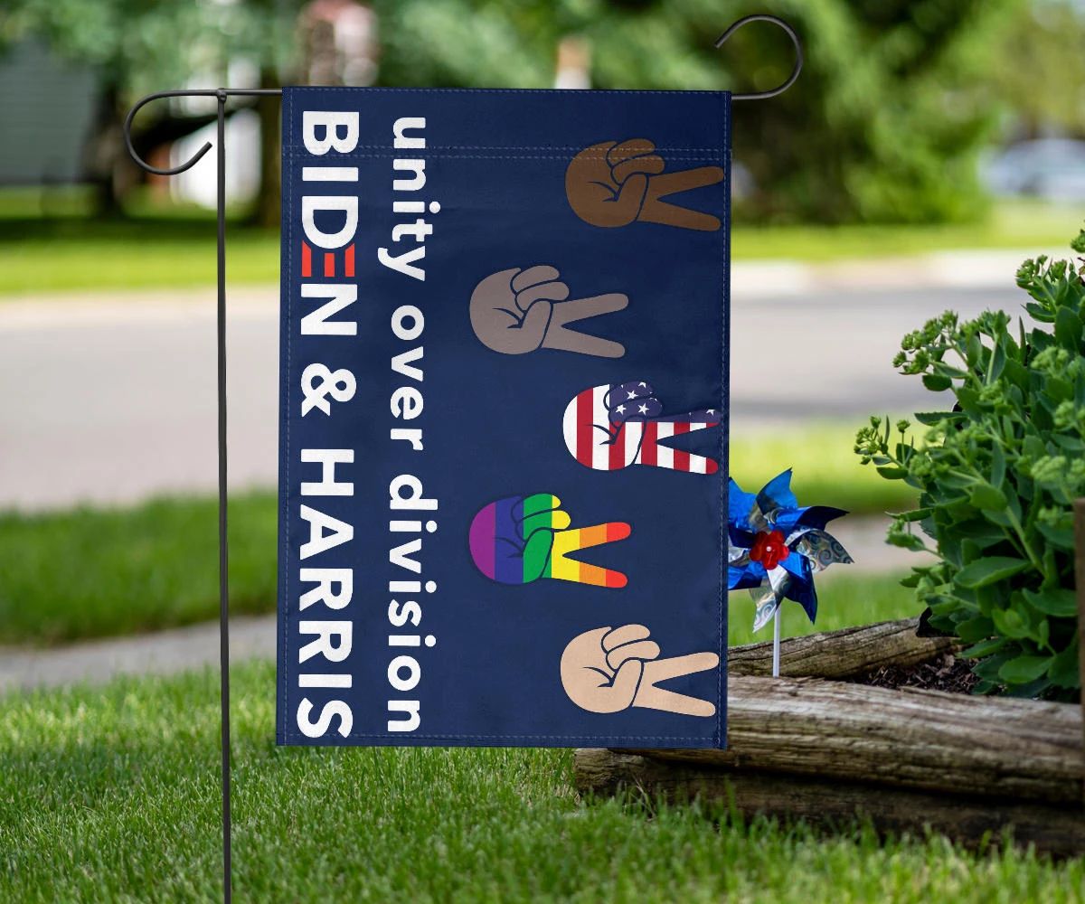 Unity Over Division Biden And Harris Flag Patriotic LGBT Voters Biden Political Lawn Flags