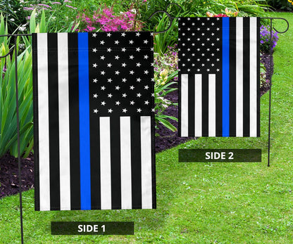 Thin Blue Line Flag With Stars And Stripes - Black White And Blue American Police Flag