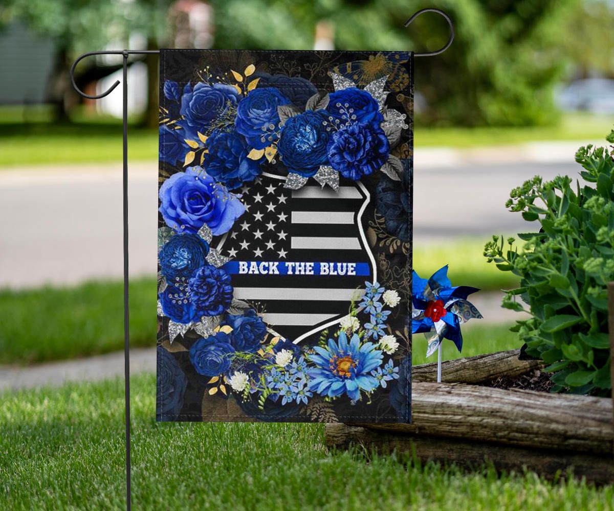 Back The Blue Flag Flower Thin Blue Line Flag Decor Support Police Law Enforcement Gift