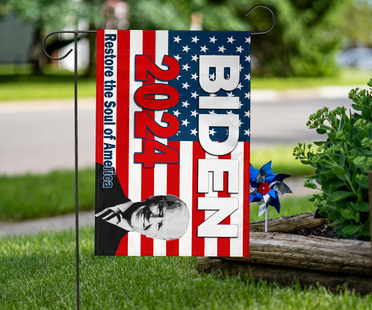 Biden 2024 Flag Restore The Soul Of America Biden Harris Campaign Merch For Sale