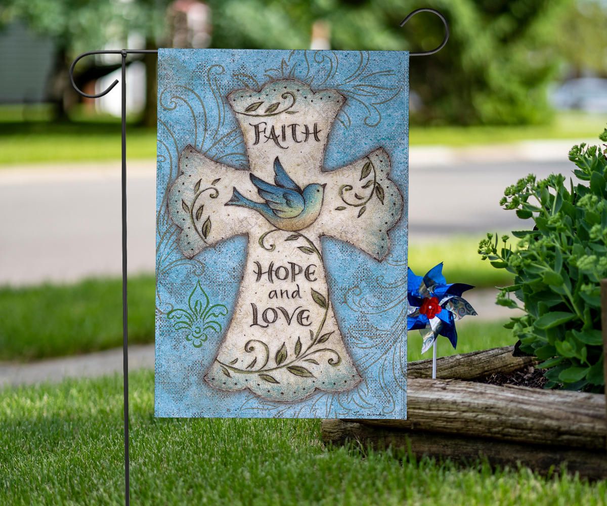 Faith Hope And Love Cross Flag Indoor Outdoor Decor Christian Mothers Day Gift