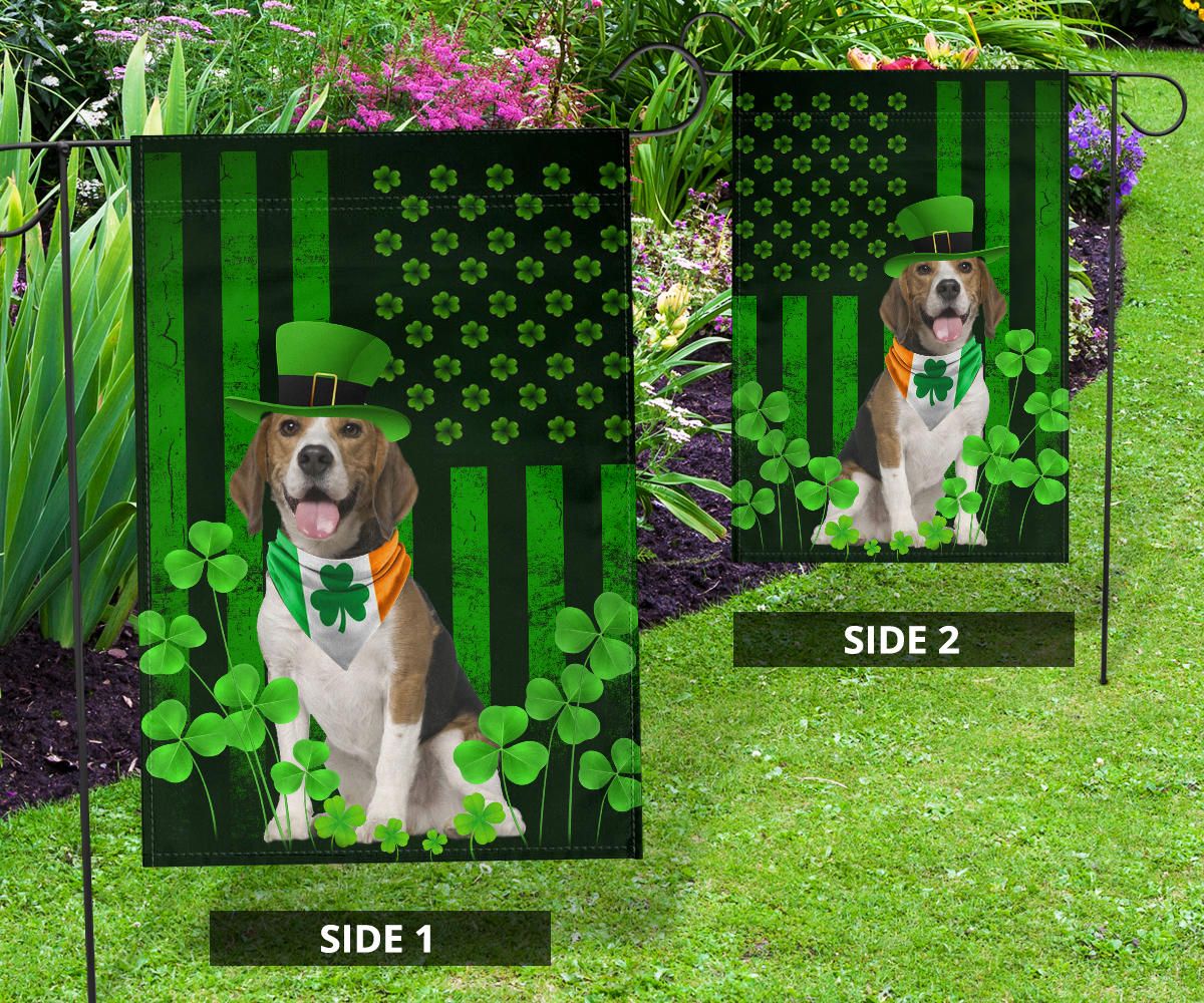 Beagle Inside Irish Flag Lucky Shamrock St Patrick Flag For Dog Lover Outside Decor