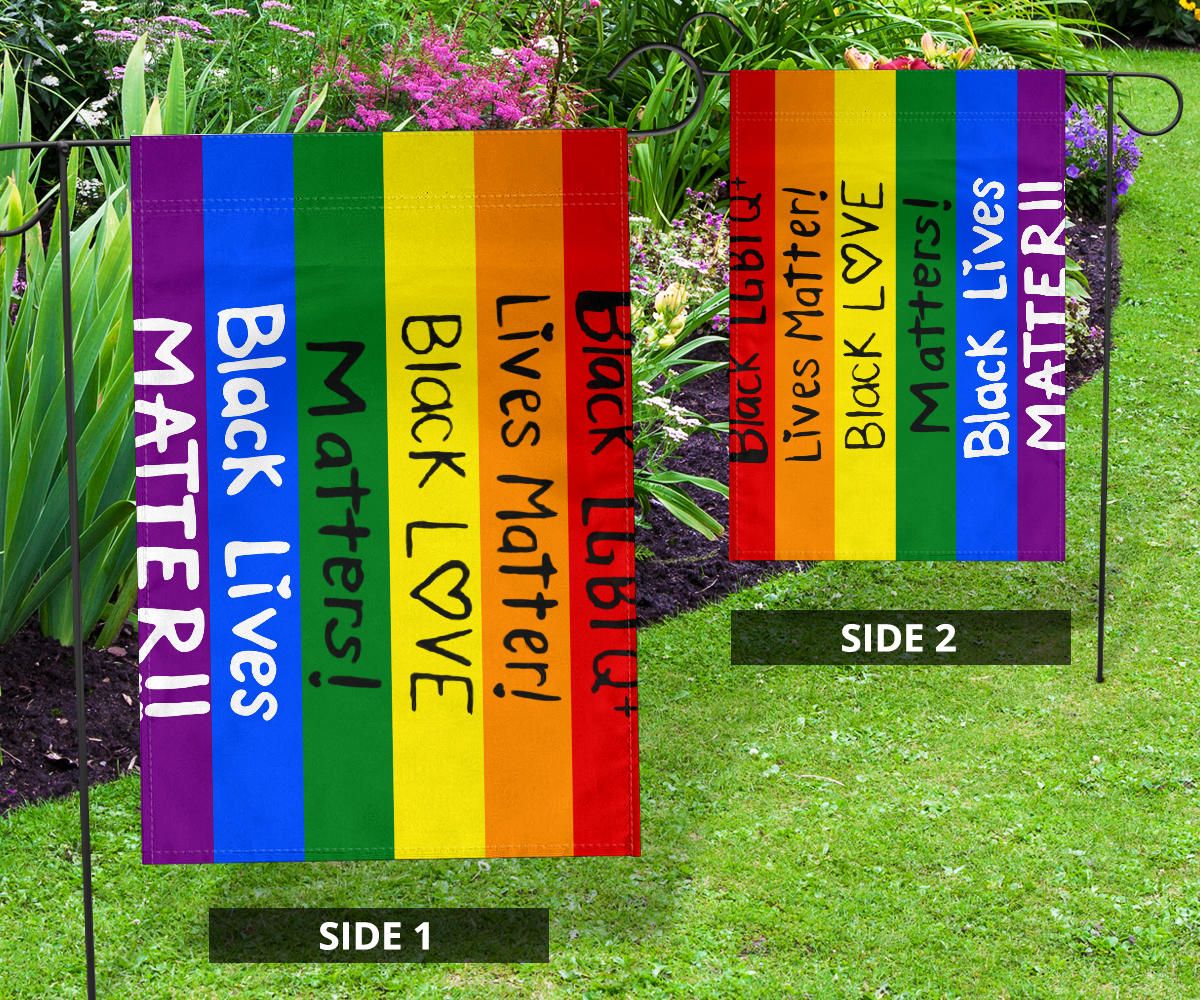 BLM And LGBT Flag Rainbow Flag Black Lives Matter Right Racism Flag Inside Outside Decor