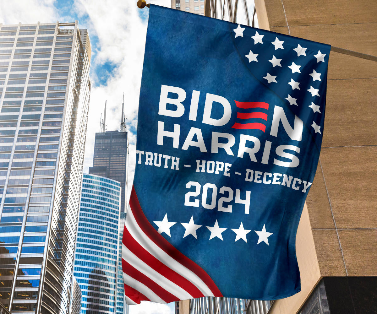 Biden Harris 2024 Truth Hope Decency Flag Joe Biden Presidential Election Political Flag