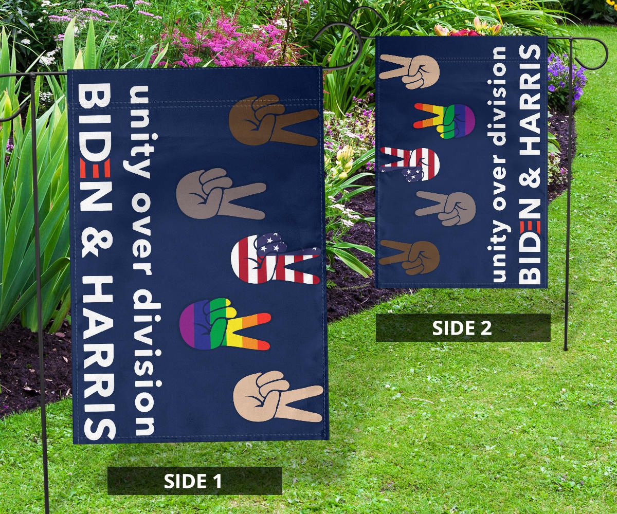 Unity Over Division Biden And Harris Flag Patriotic LGBT Voters Biden Political Lawn Flags