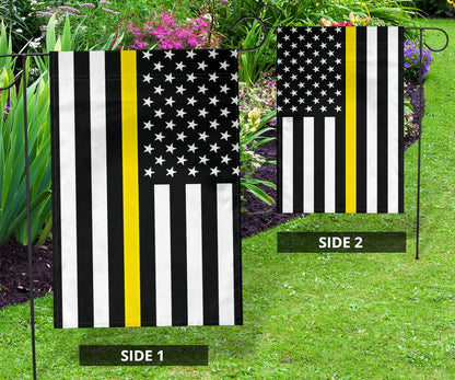 Thin Yellow Line Flag Gold Honor Dispatcher Tow Truck Driver Security Guard Loss Prevention