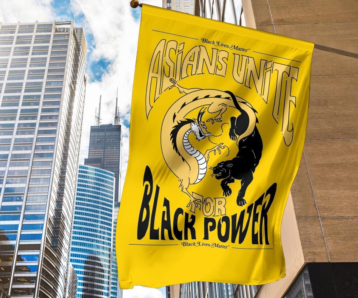 Asians Unite For Black Power Flag Asian Live Matter Hate Is A Virus Stop AAPI Hate Decor