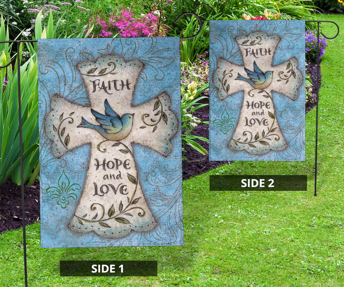 Faith Hope And Love Cross Flag Indoor Outdoor Decor Christian Mothers Day Gift