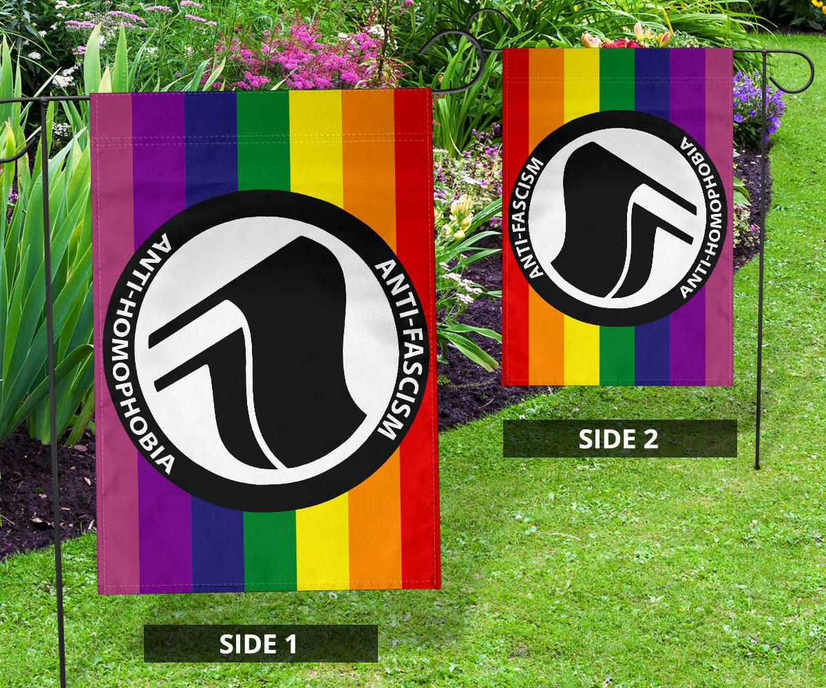 Antifa Anti Homophobia Flag LGBT Pride Anti Fascism Racism Anti Homophobe LGBTQ Supporter