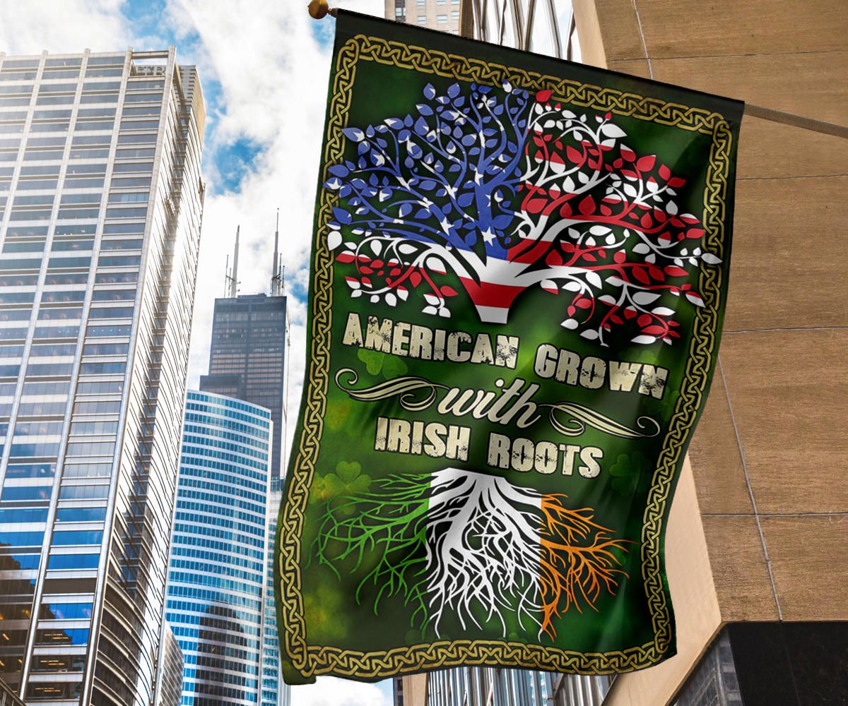 American Grown With Irish Roots Flag Shamrock Flag St Patrick's Day Flag