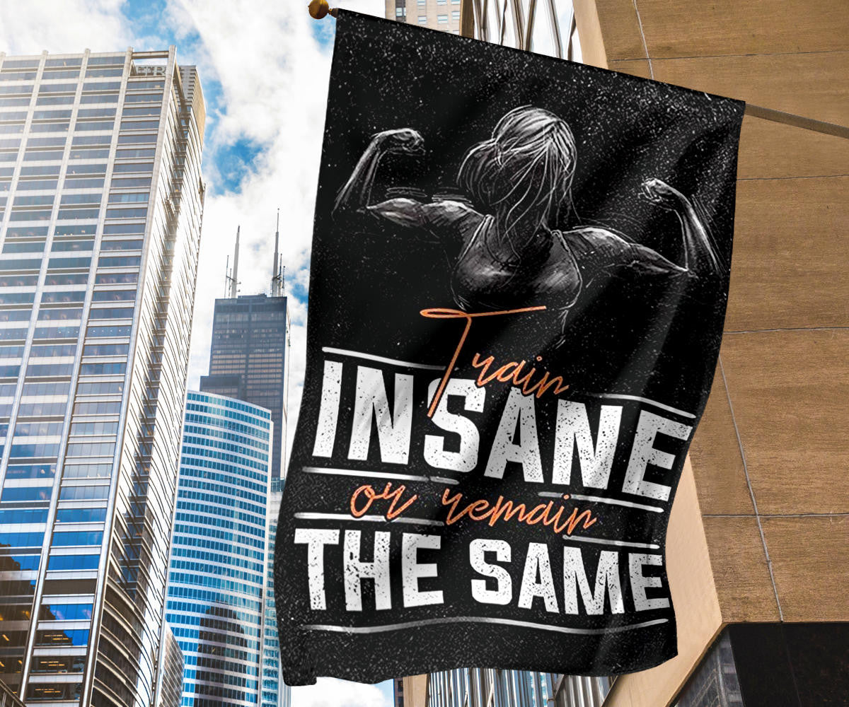 Train Insane Remain The Same Flag Motivational Gym Fitness Banner Gifts For Exercise Lover