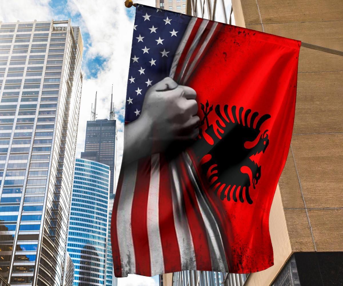 Albanian Flag And American Flag Vintage Old Retro Patriotic Independence Flag Day Of Albanian