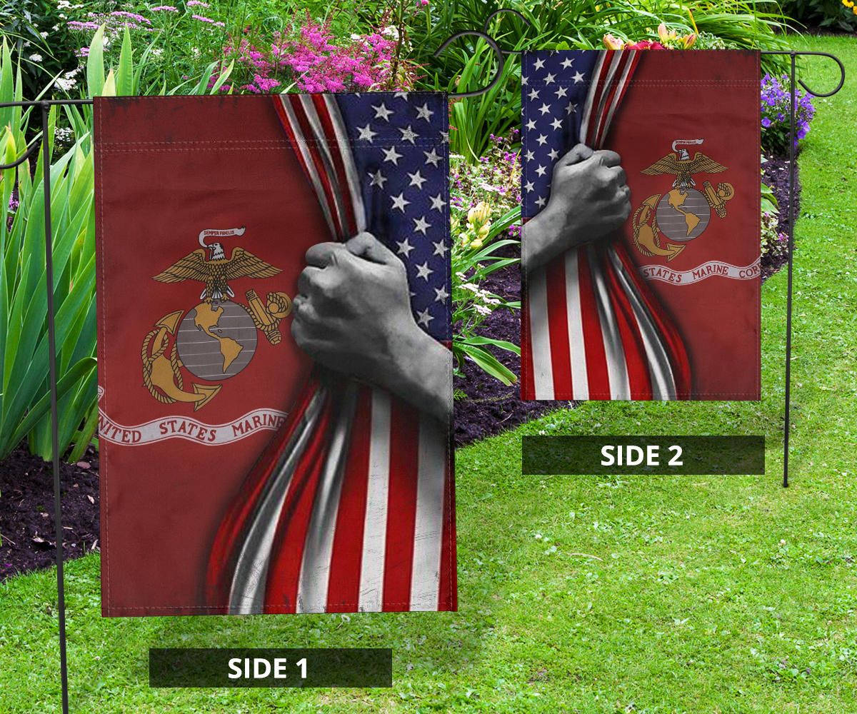 U.S Marine Corps Flag Inside American Flag Patriotic Welcome Holiday 4Th July Decor In-Outdoor