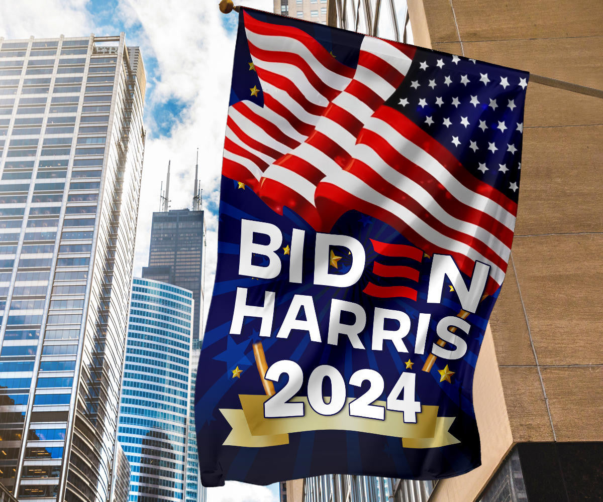 Biden Harris 2024 Flag Patriotic Re-Elect Biden Presidential Campaign 2024 Yard Flag