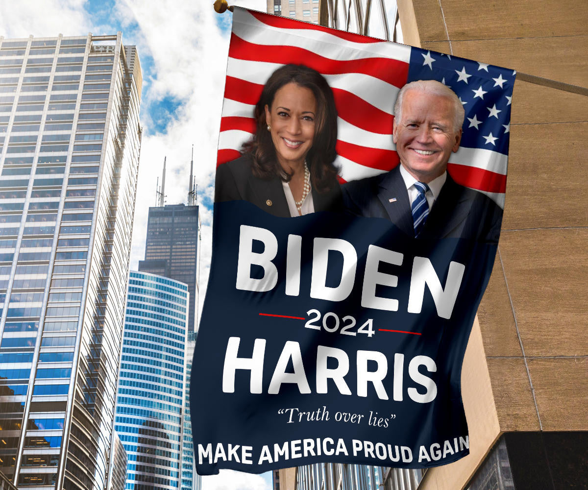 Biden Harris 2024 Flag Truth Over Lies Make America Proud Again Flag For Democrats