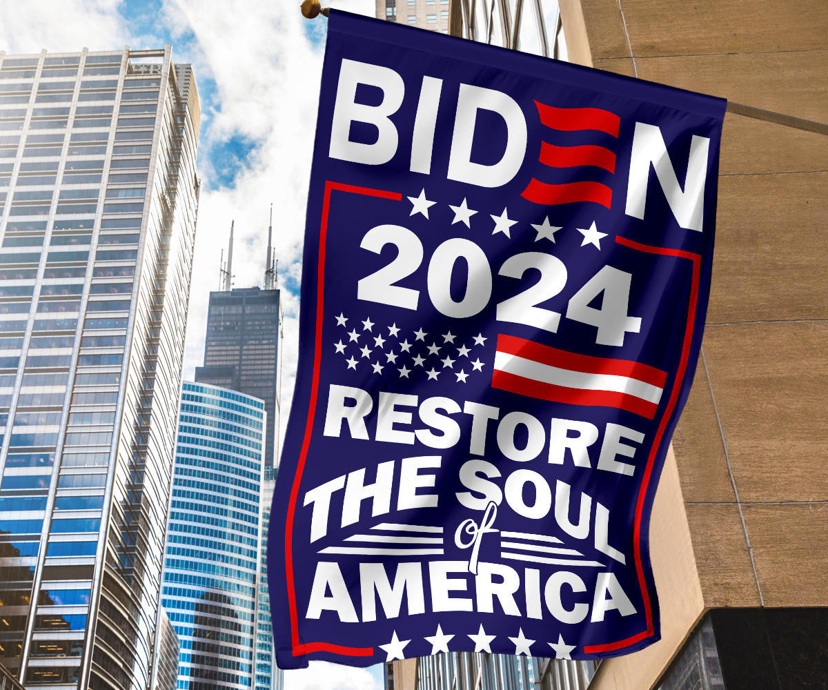 Biden 2024 Restore The Soul Of America Flag Biden 2024 Merch President Campaign