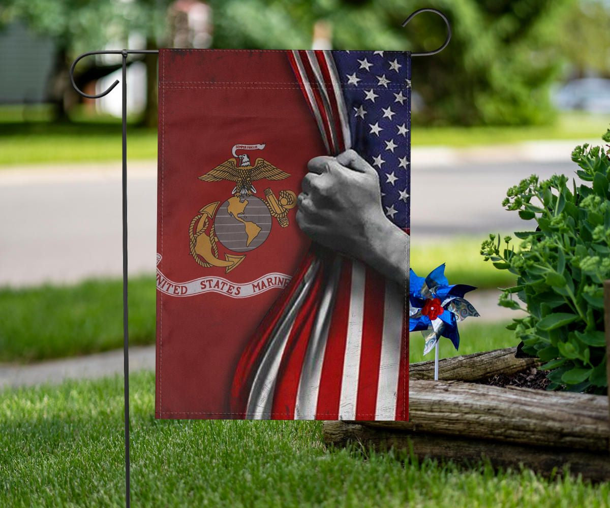 U.S Marine Corps Flag And American Flag Honor USMC Marine Corps Merchandise Gifts