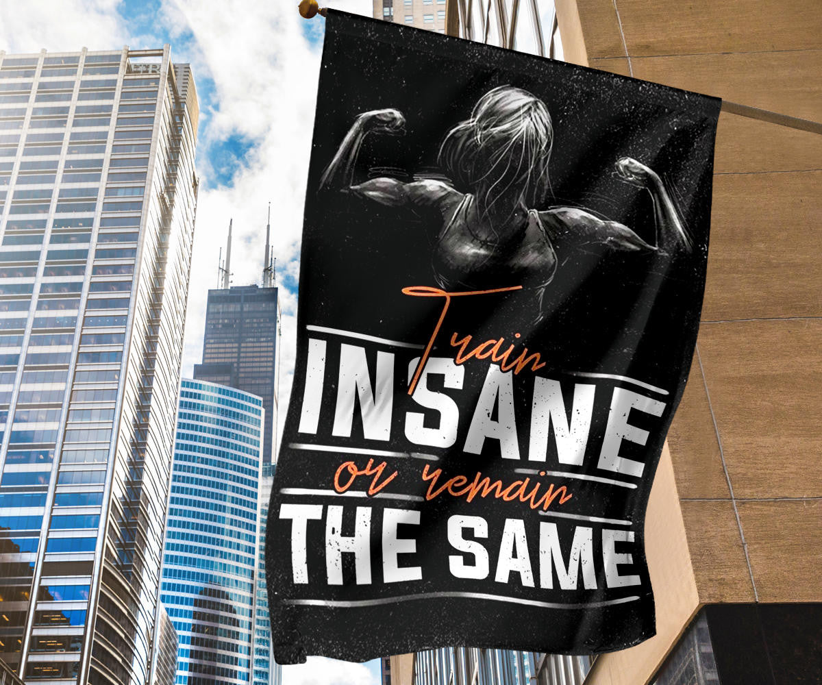 Train Insane Remain The Same Flag Motivational Workout Room Home Gym Decor