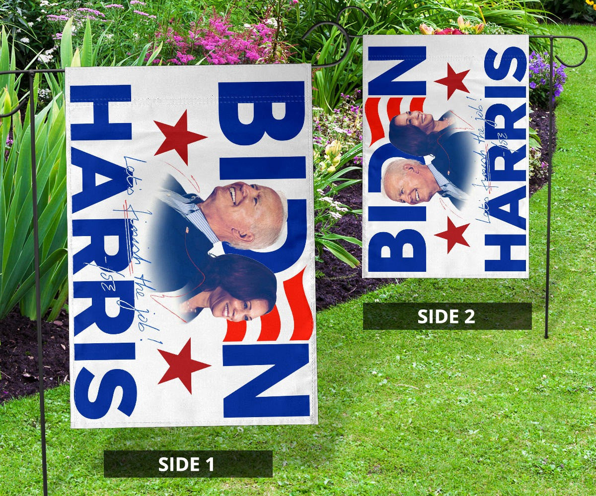 Biden Harris 2024 Flag Let's Finish The Job Joe Biden Campaign Merch 2024 Presidential Election