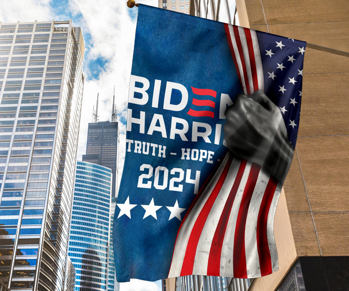 Biden Harris 2024 Hope Decency Flag And American Flag Support Biden Harris Merch