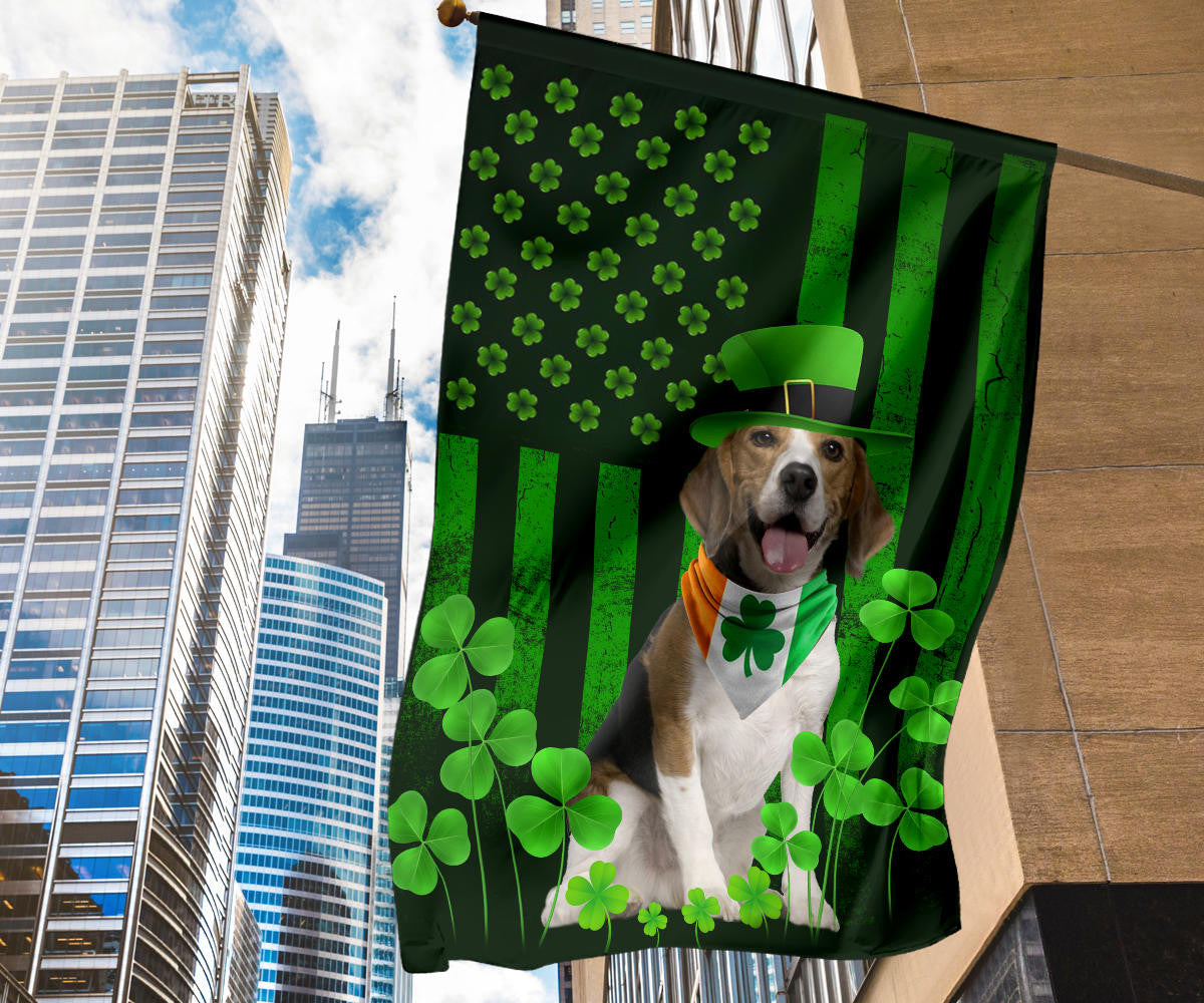 Beagle Inside Irish Flag Lucky Shamrock St Patrick Flag For Dog Lover Outside Decor