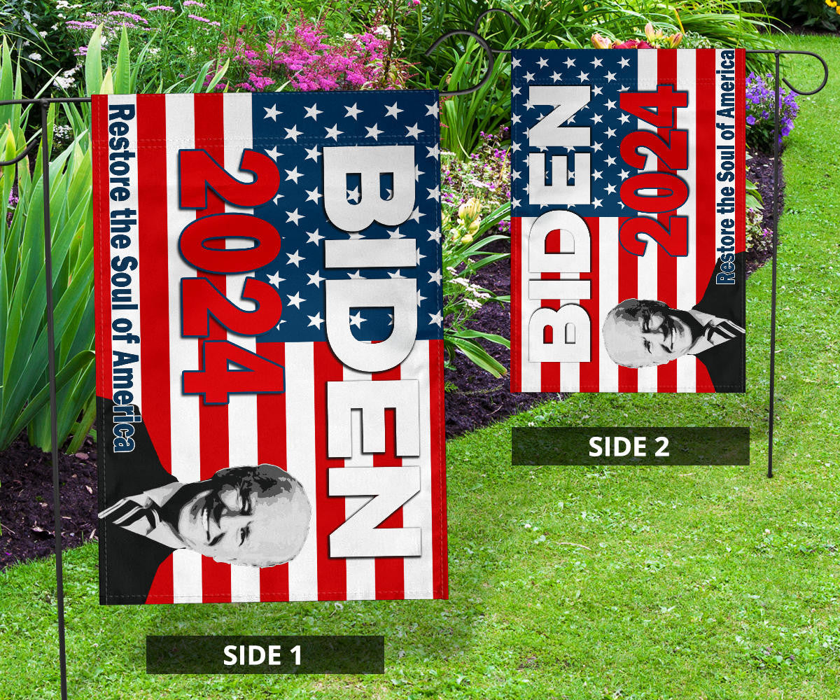 Biden 2024 Flag Restore The Soul Of America Biden Harris Campaign Merch For Sale