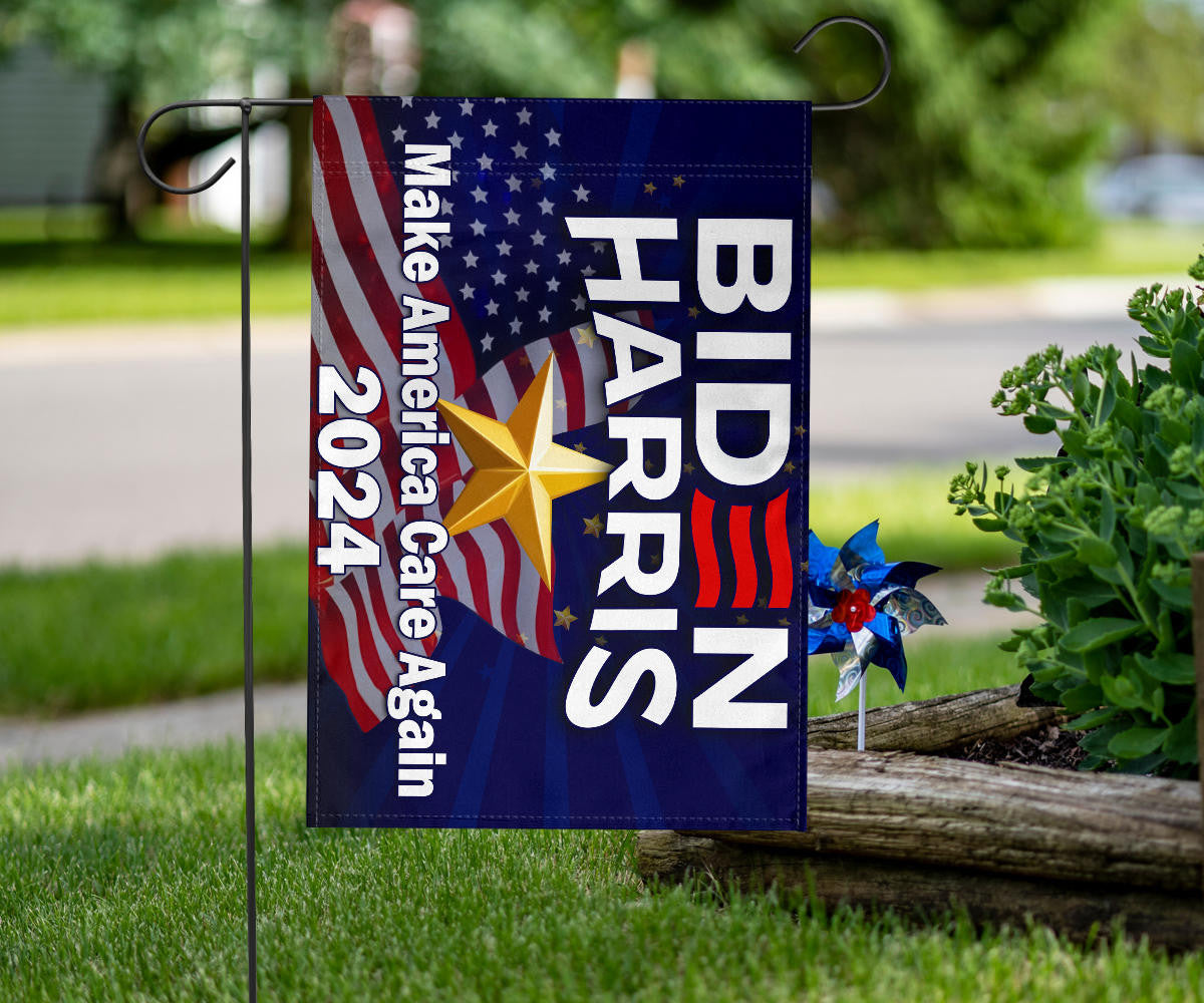 Biden Harris 2024 Flag Make America Care Again Biden Harris Campaign Merch For Sale