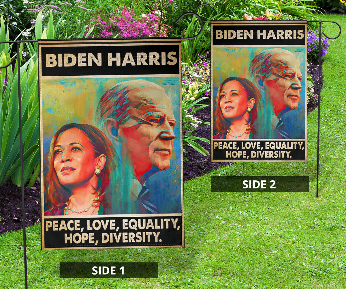 Biden Harris Flag Peace Love Equality Hope Diversity Biden Merch Outdoor Decor