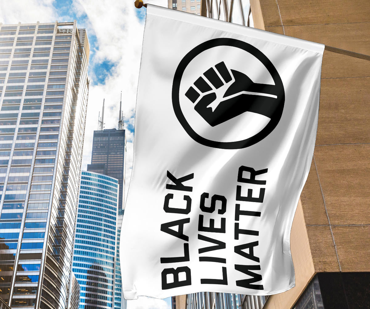 Black Lives Matter Fist Flag For Outdoor Decoration Banner White