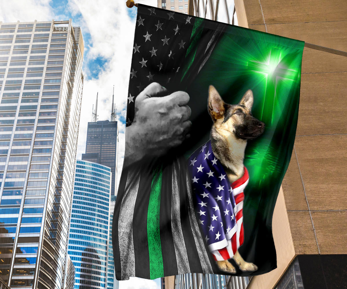 Thin Green Line Dog America Flag God Bless America Decor