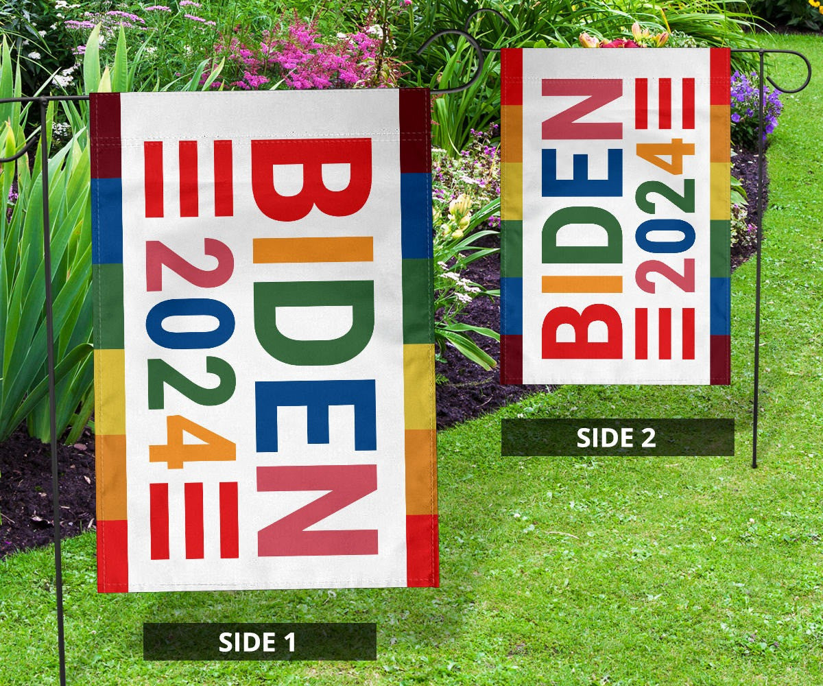 Biden 2024 Flag LGBTQ Hope Love Peace Biden Harris Campaign Merch 2024 Presidential Election