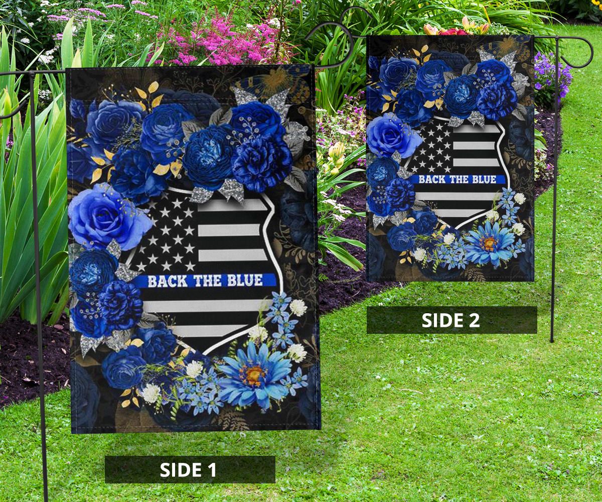 Back The Blue Flag Flower Thin Blue Line Flag Decor Support Police Law Enforcement Gift