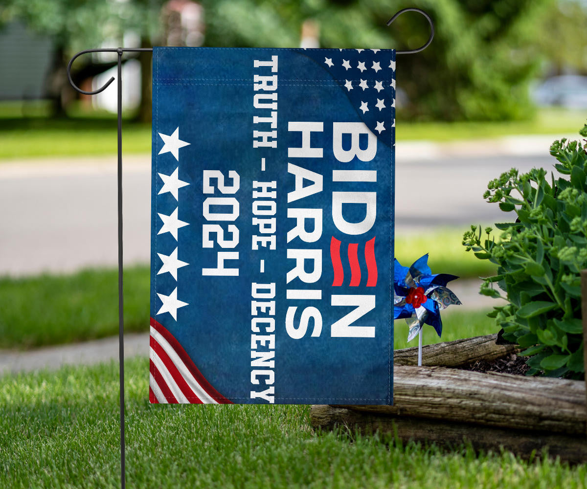 Biden Harris 2024 Truth Hope Decency Flag Joe Biden Presidential Election Yard Flag Decor