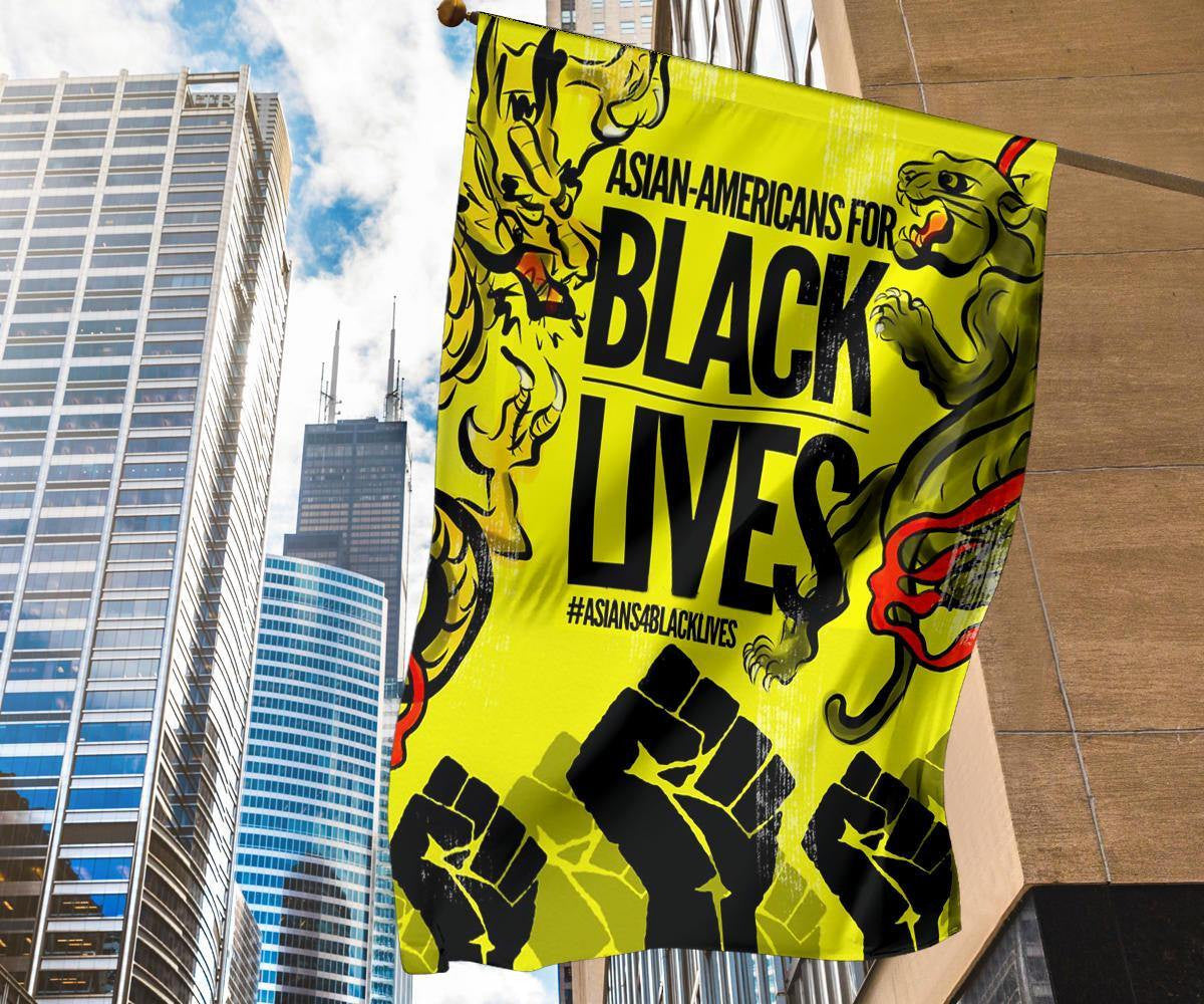 Asian-Americans For Black Lives Flag Yellow Peril Support Black Power Stop AAPI Hate Decor