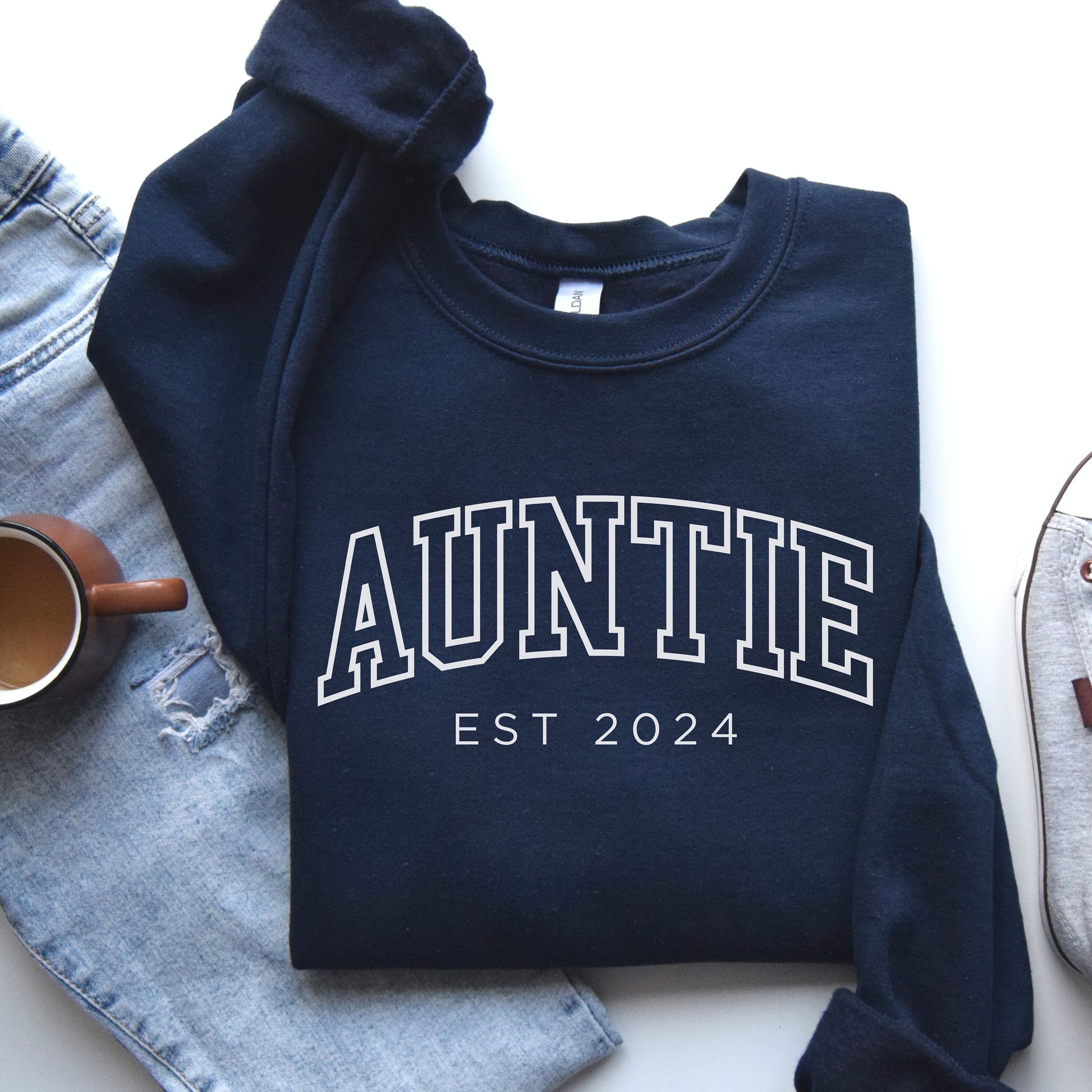 Auntie Est 2024 Sweatshirt, Custom Aunt Sweater, Gift for Aunt