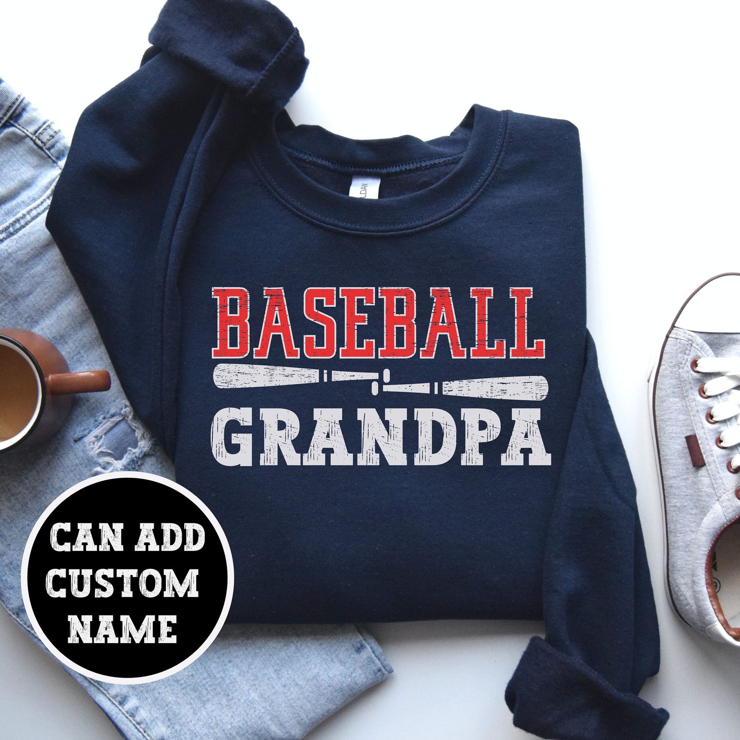 Baseball Grandpa Sweatshirt, Custom Grandpa Baseball Sweater, Baseball Papa Shirt