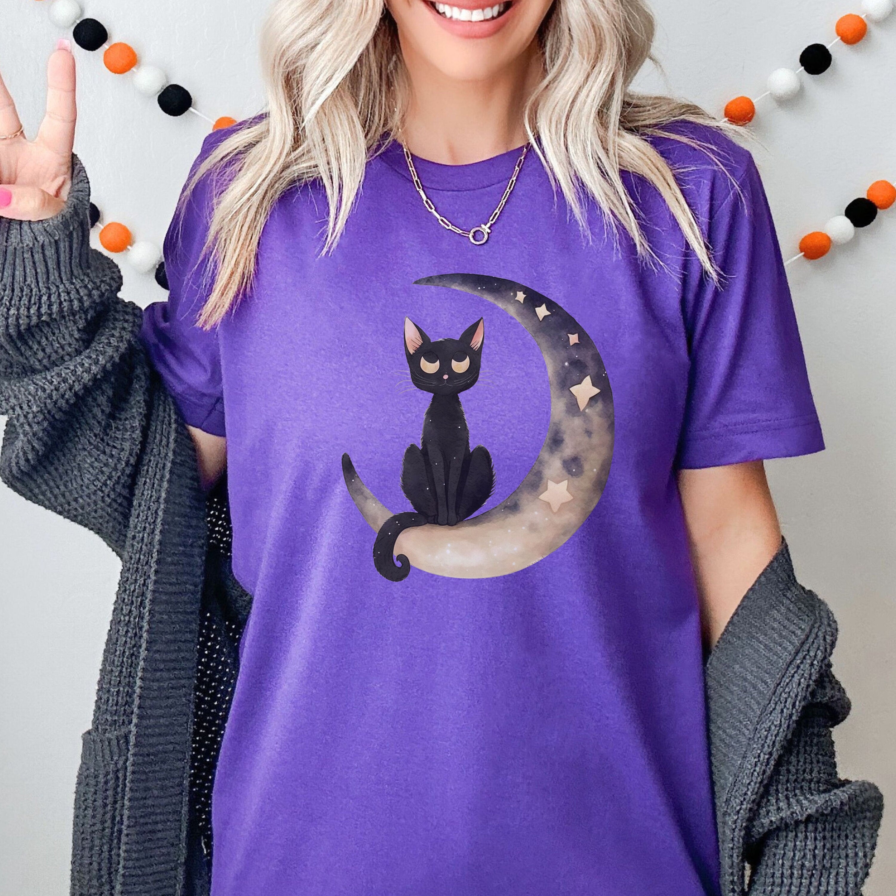 Black Cat Tshirt, Halloween Cat Shirt, Cat Mom Halloween Tee