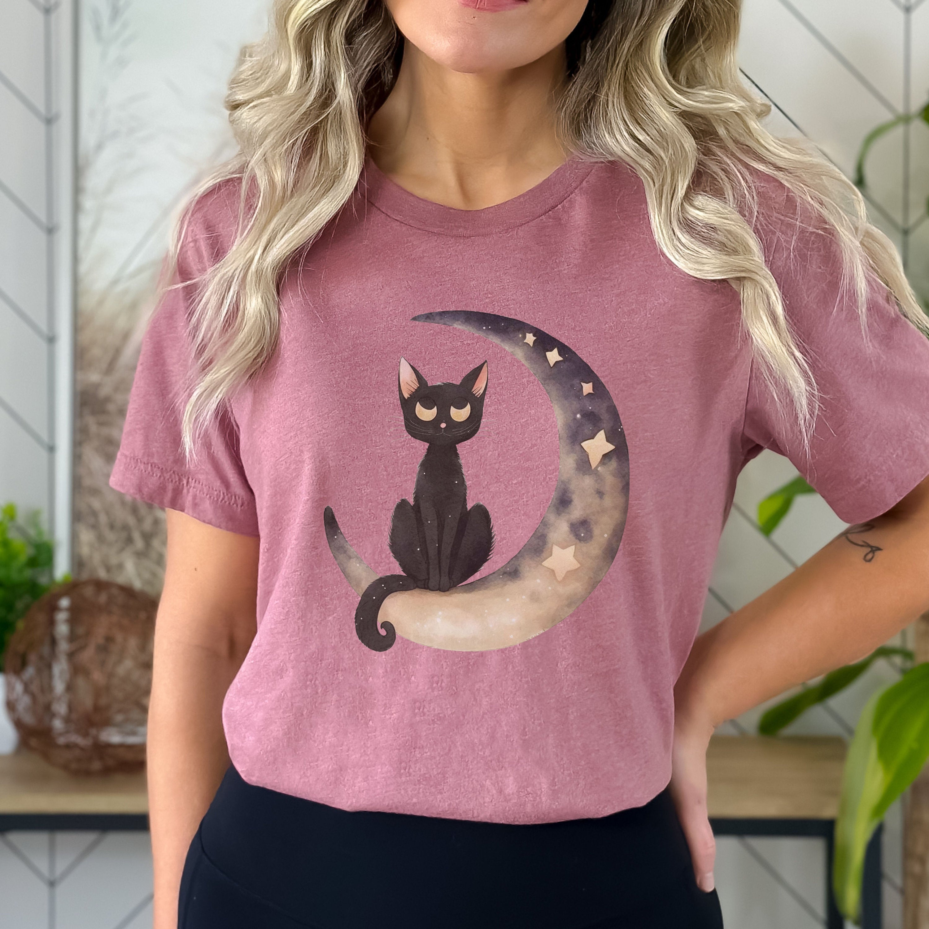 Black Cat Tshirt, Halloween Cat Shirt, Cat Mom Halloween Tee