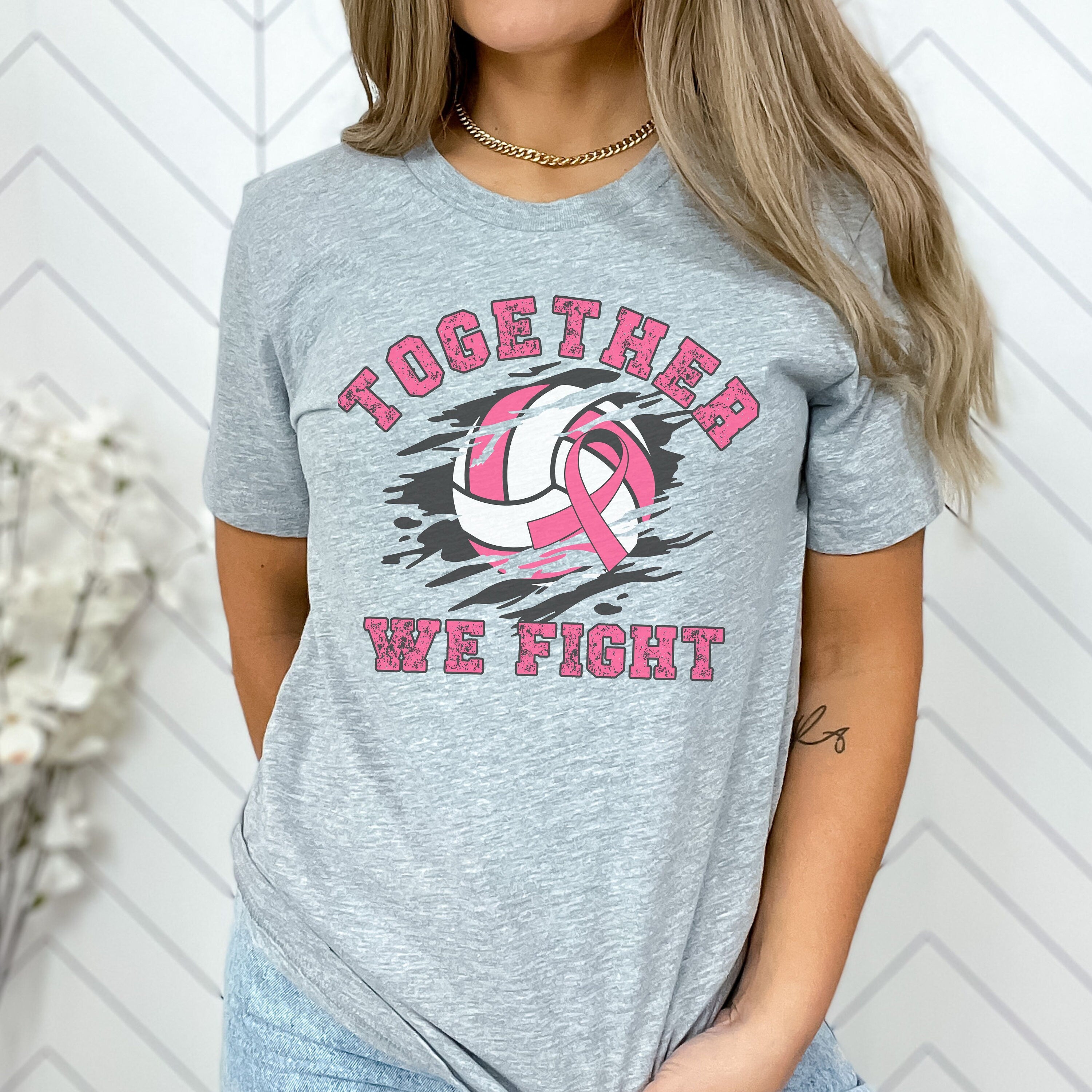 Breast Cancer Awareness Volleyball Shirt, Together We Fight Tshirt