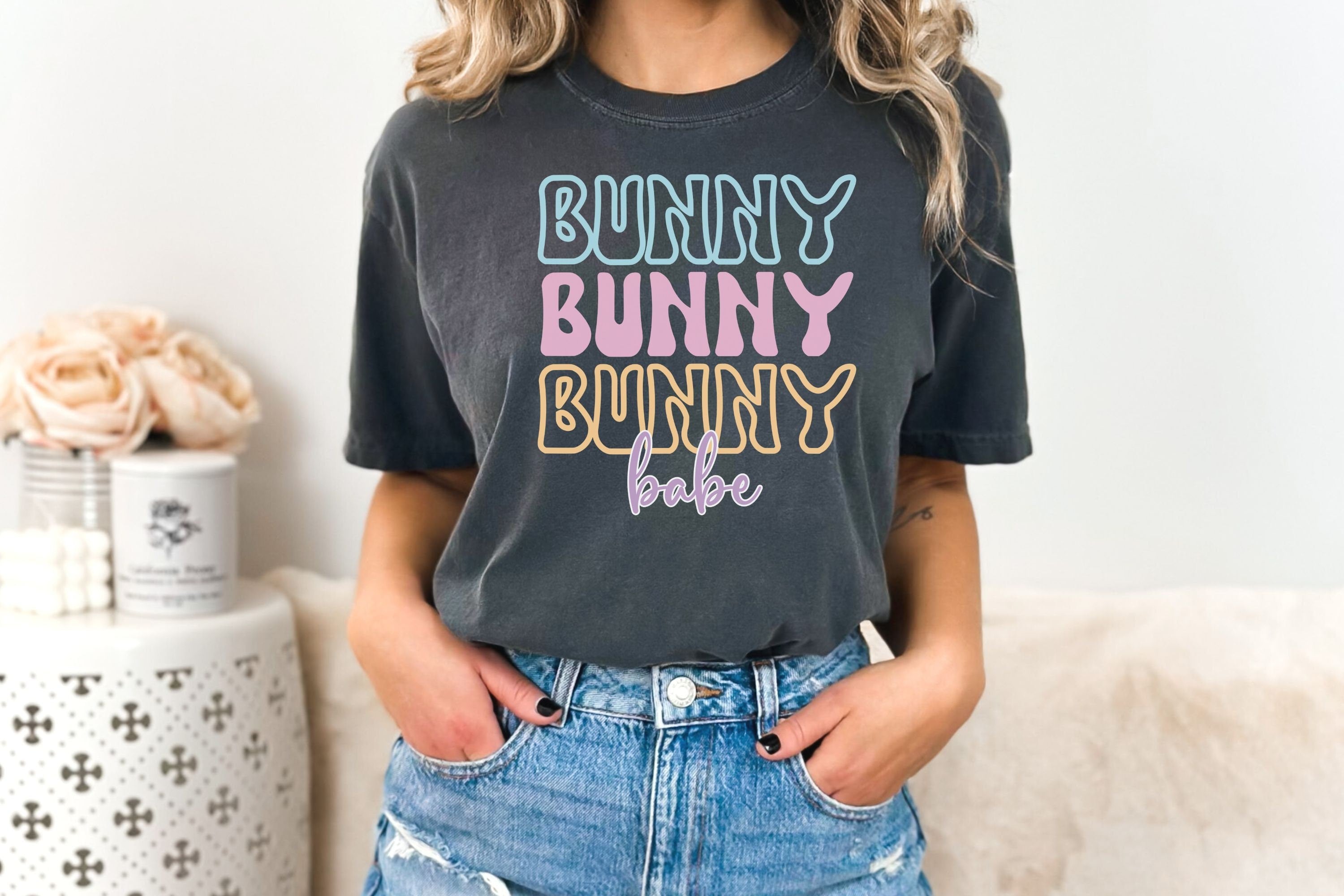 Bunny Babe Tshirt, Easter shirt, Cute Easter Bunny shirt for women