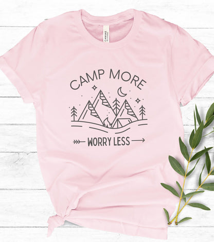 Camp more worry less Tshirt, Camping shirt, camp more t shirt