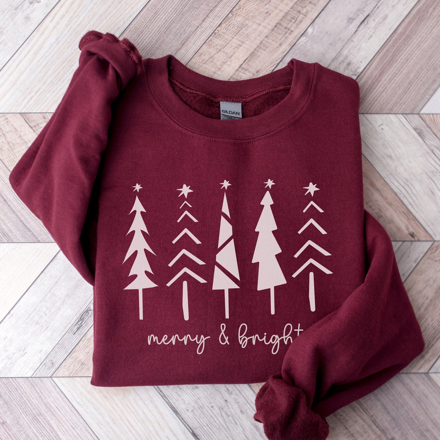 Christmas Tree Sweatshirt, Merry and Bright Sweatshirt, Women Holiday Sweater