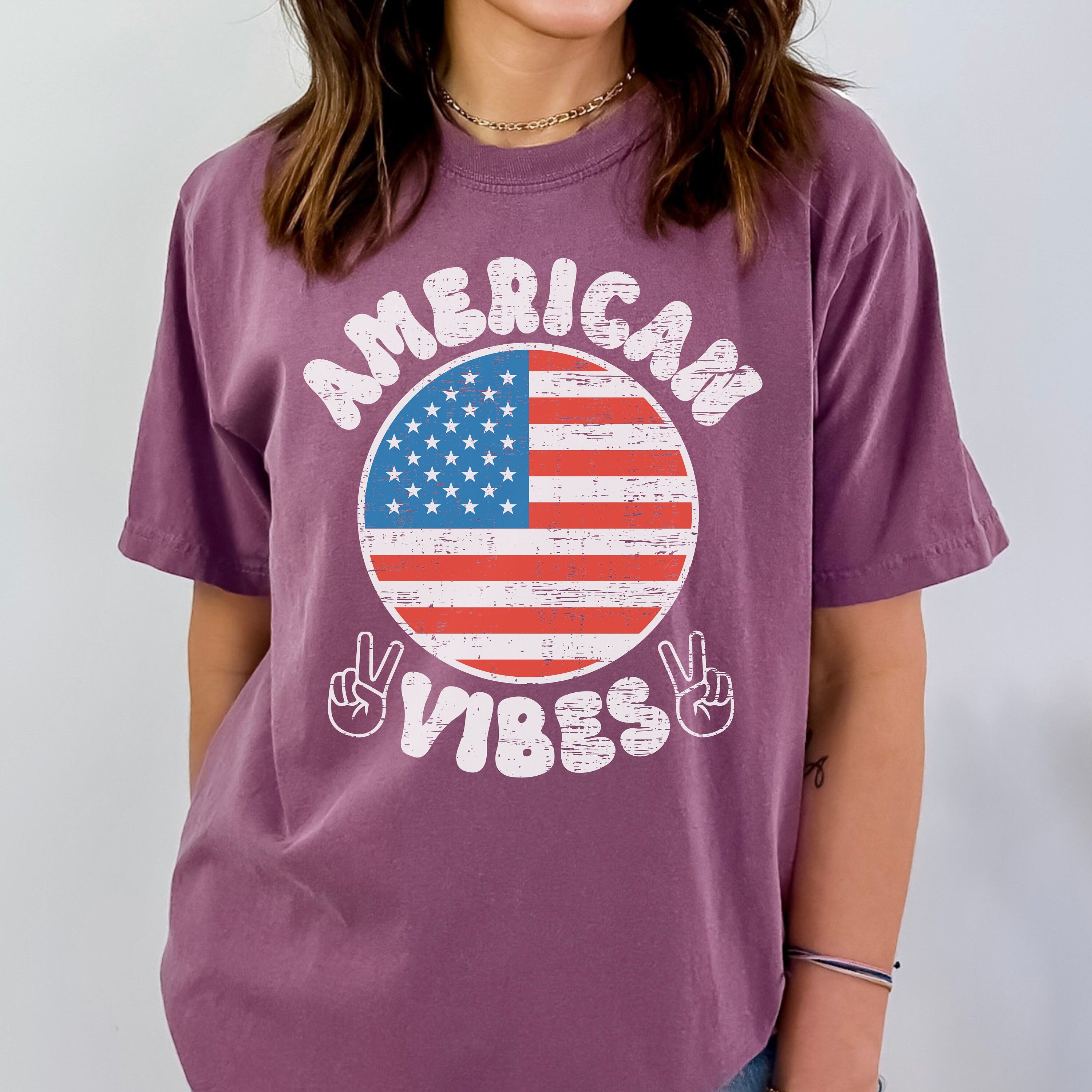 Comfort Colors America Vibes Shirt, Groovy 4th of July Shirt, Big USA Tshirt