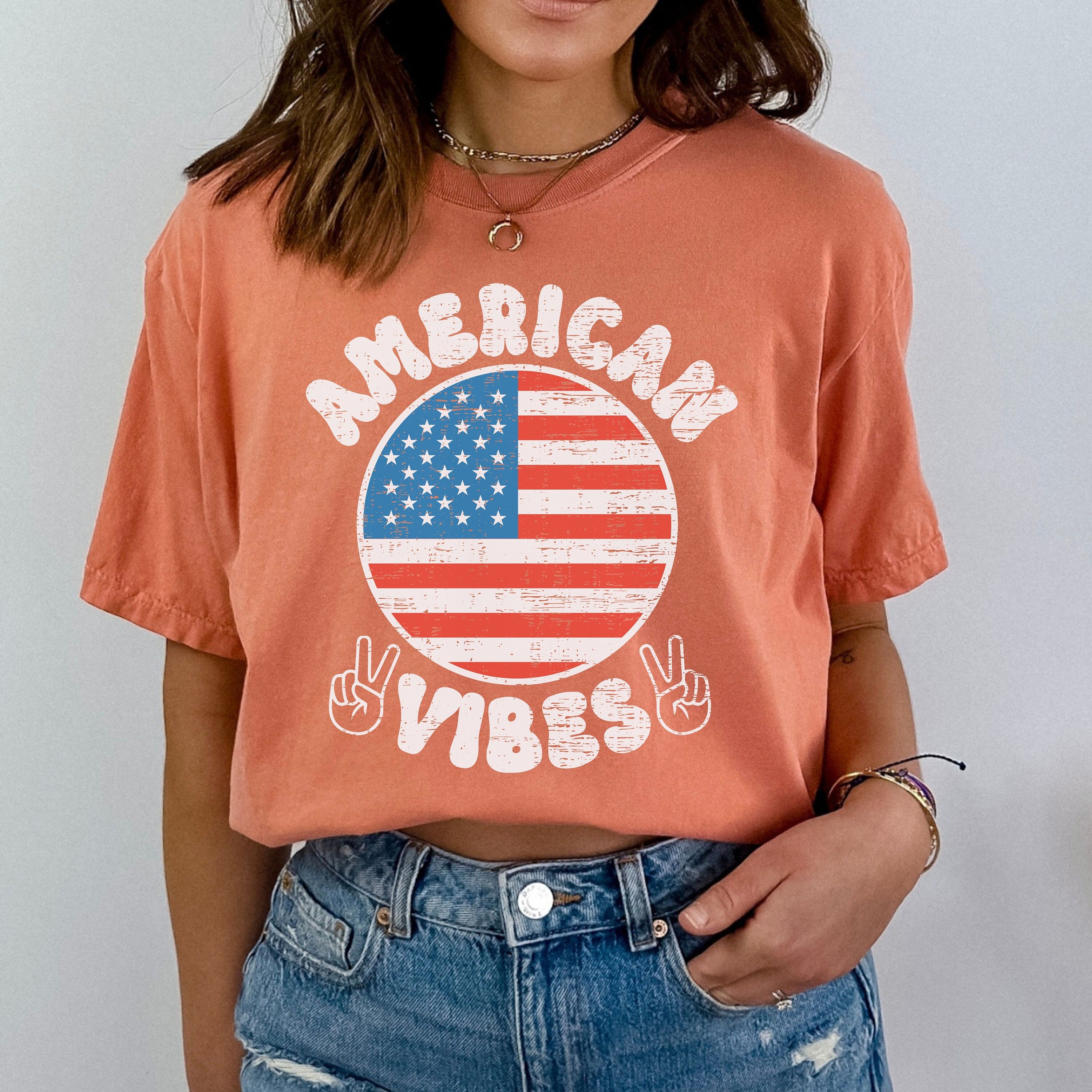 Comfort Colors America Vibes Shirt, Groovy 4th of July Shirt, Big USA Tshirt