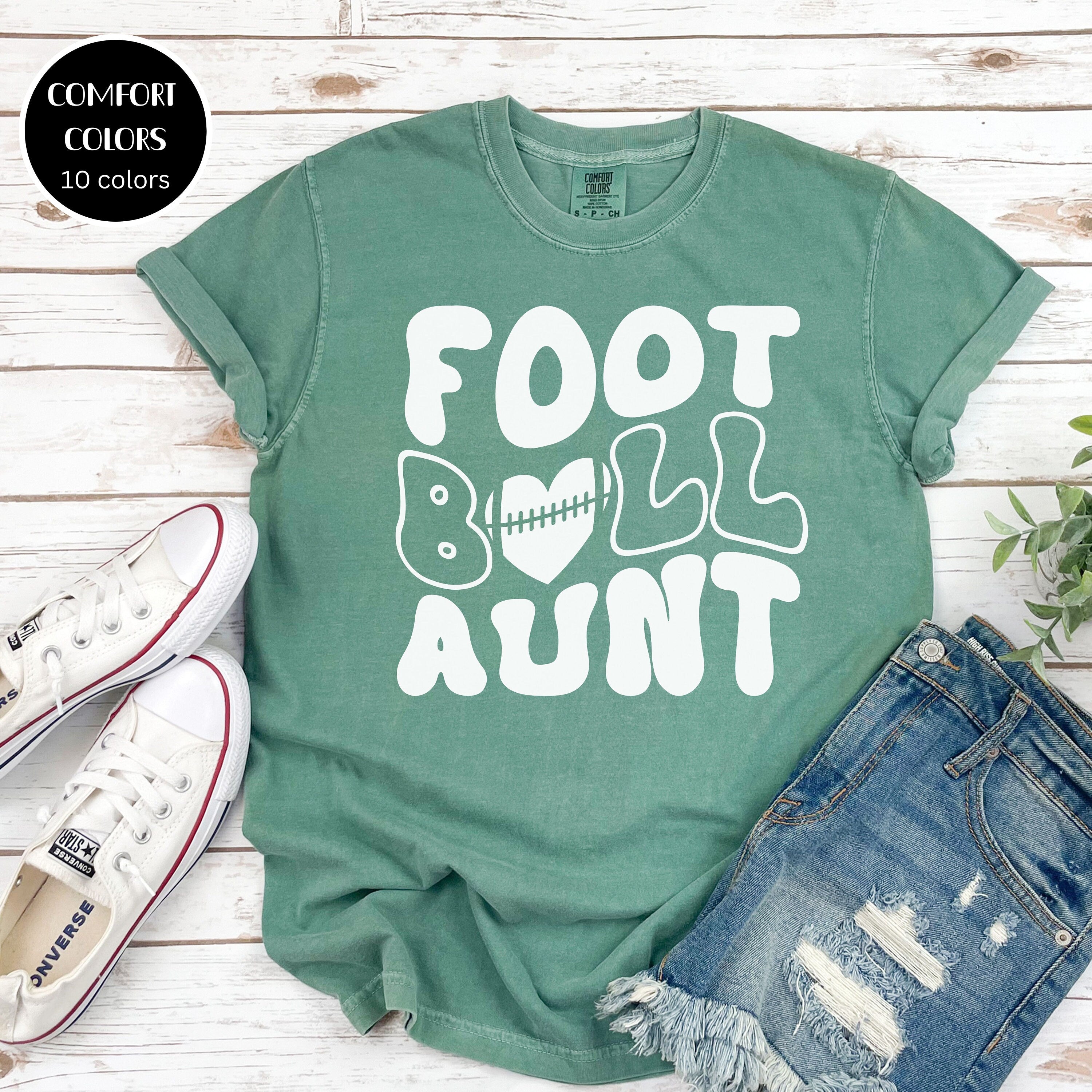 Loud Proud Football Aunt Shirt, Groovy Football Aunt Shirt